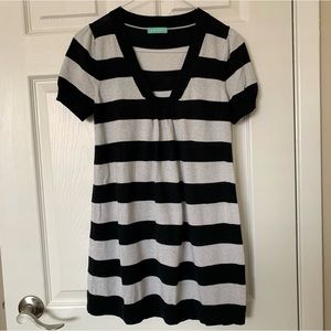 Black & Silver Lurex Striped Tunic Sweater